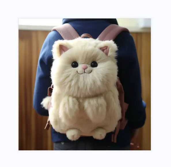 Ransel anak bentuk kucing, tas punggung binatang lucu lembut untuk anak