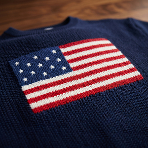 Suéter Jacquard Estilo Preppy Vintage con Diseño de la Bandera de Estados Unidos, para Hombre, Tejido Grueso 7GG, Jersey Retro con Estampado Animal, 100% Algodón, Invierno - Product Image 3