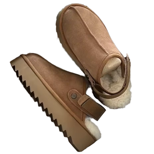 Zapatos de Marca de Diseñador Ugq, Botas de Nieve de Plataforma de Cuero Genuino Térmicas de Moda para Invierno y Otoño, Pantuflas Unisex - Product Image 1