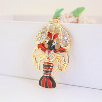 Nouveau porte-clés creux en forme de langouste, accessoires DIY, bijoux en cristal et strass, thème homard des Bahamas