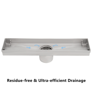 ניקוז רצפתי ליניארי צר מוברש בגודל 12 אינץ' של CUPC עם משטח מקלחת משולב, כולל מגש לניקוז וסוגריים שונים. - Product Image 4