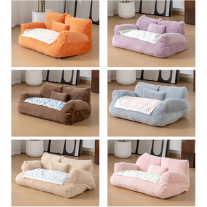 Sofá para mascotas de lana con refrigeración por burbujas OEM al por mayor, sofá cama para mascotas de felpa de varios colores con logotipo personalizado, funda extraíble para interior, sofá para mascotas - Product Image 5