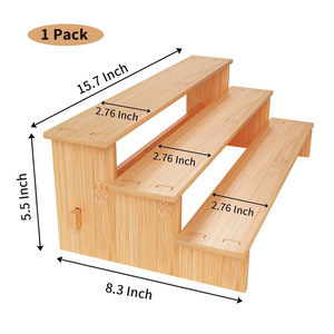 Bamboo Three Tier Display <b>Rack</b> Spice Organizer <b>Kitchen</b> Storage Minimalist Design - Product Image 5