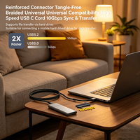 Câble USB-A vers USB-C OEM ODM à vente rapide, USB 3.2 Gen2 10 Gbps 3A, charge rapide, câble tressé en nylon pour téléphone portable et ordinateur portable