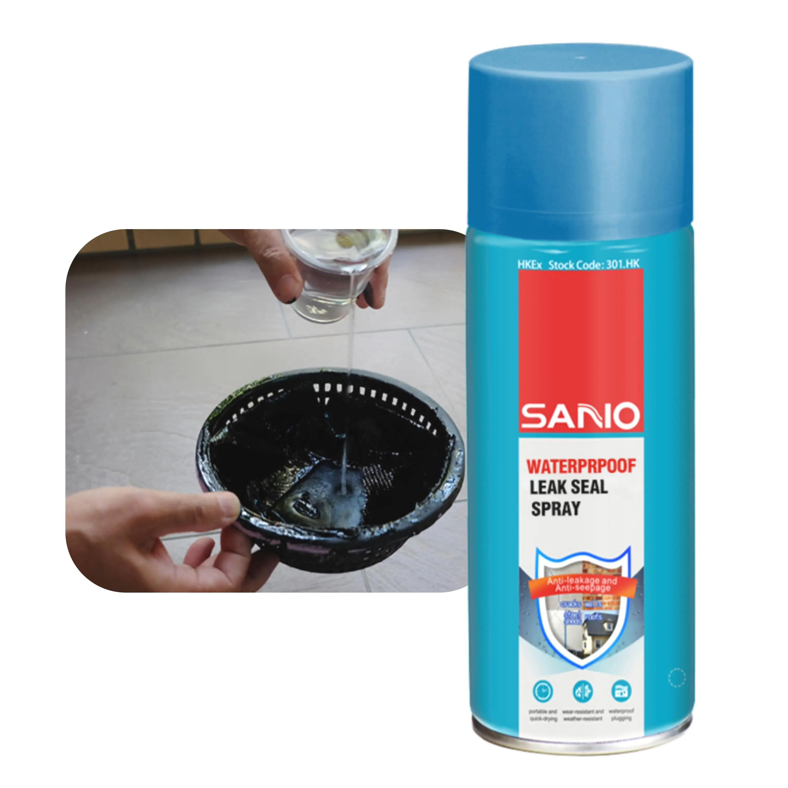 SANVO OEM Lecksiegelreparatur nano wasserdichtes Interruptionsspray für Dach 400 ml Aerosol durchsichtiges wasserdichtes Spray