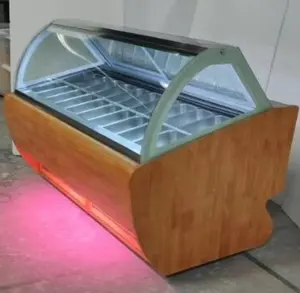 סוג כלכלי Gelato גלידת showcase תצוגת מקפיא עם 24 מחבתות