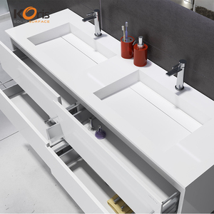 Lavabo de Baño de Diseño Moderno Koris OEM, Superficie Sólida Acrílica Blanca, Mueble de Baño de Lujo con Doble Lavabo - Product Image 1