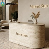 StoneSun Pierre de Travertin et Marbre de Luxe Personnalisée pour Comptoirs d'Accueil, Hôtels de Luxe, Boutiques et Mobilier de Bureau