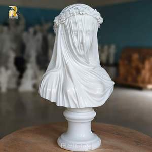Estatua de Busto de Dama Velada <span class=keywords><strong>en</strong></span> Mármol Clásico Tallada a Mano RELONG para Decoración de Exteriores de Villas - Product Image 6