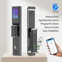 Kunci Pintu Pintar Pengenal Wajah 3D TTlock untuk Kunci Sidik Jari Kata Sandi Sementara Pintu Aluminium Apartemen Sewa Cloud