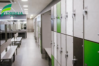 Casier électronique Fumeihua à grain de bois pour vestiaire de salle de sport
