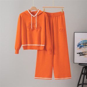 Women's <strong>2026</strong> Casual Breathable Worsted Knitted <strong>Cotton</strong> Blend 2 Piece Hooded Daily <strong>Wear</strong> Loose Shorts Solid European Style - Product Image 4