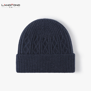 Bonnets d'hiver Landfond Nouveau chapeau tricoté en laine <span class=keywords><strong>mérinos</strong></span> à grosse tête Bonnets épais et chauds neutres pour hommes et femmes - Product Image 1