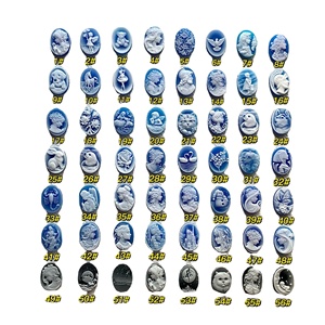 <span class=keywords><strong>Camée</strong></span> en agate artificielle 10x14mm ovale bleue, artisanat en relief 3D, pierre précieuse sculptée à la main pour la fabrication de bijoux, vente en gros - Product Image 5