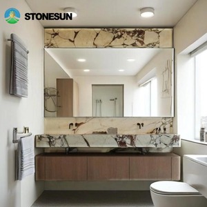 Мраморная раковина StoneSun Calacatta Viola для ванной комнаты, настенная, прямоугольная, для декора туалетной комнаты - Product Image 3