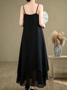 Abito Estivo Giapponese Elegante Casual Vestibilità Ampia Maxi Tinta Unita Traspirante Taglia Unica - Product Image 2