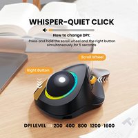 Souris à bille sans fil BT, souris sans fil rechargeable, souris ergonomique à bille avec rétroéclairage RVB pour Windows Mac Pad