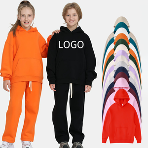 Ensemble survêtement enfant personnalisé avec logo, <span class=keywords><strong>sweat</strong></span> à capuche et pantalon de jogging en <span class=keywords><strong>polaire</strong></span> pour garçons et filles - Product Image 1