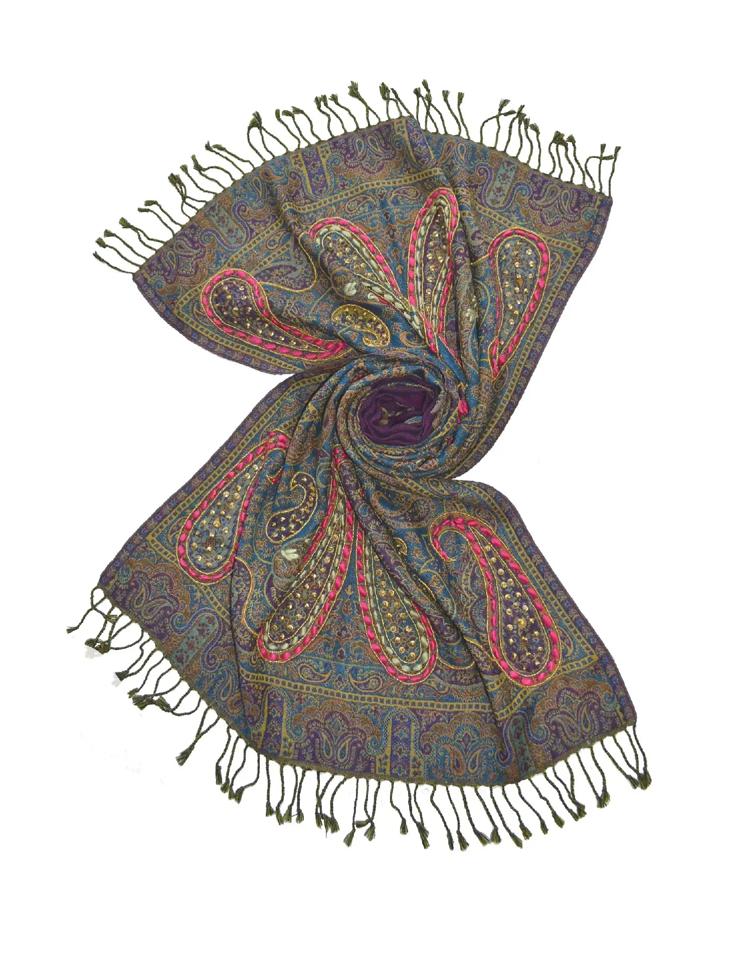 Tay đính cườm chiếc khăn len với Jacquard dệt mô hình mềm Merino chiếc khăn len handmade len khăn quàng cổ