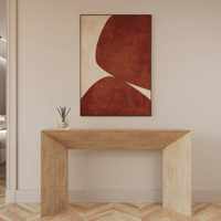 Table console en marbre KUMUSI Camilla Rosso Levanto/Beige Travertine/Arabescato Blanc - Hôtel Villa, taille personnalisable, facile à nettoyer