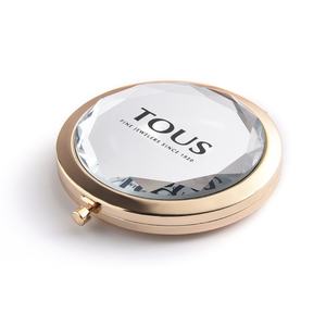 Luxury Round Gold Metal Silkscreen Printing Double Side Crystal Portable Vanity Mirror - Product Image 3