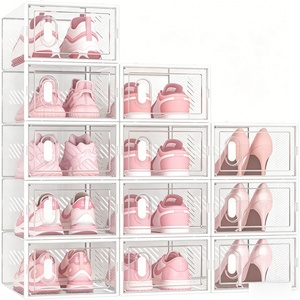 Hot Sale <b>Stackable</b> Thick PET Clear Shoe <b>Box</b> Foldable Dust-Proof Sneaker Display Case for Home - Product Image 1