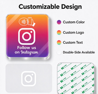 Plaque NFC personnalisée en acrylique pour réseaux sociaux, autocollant de table NFC « Tap to Follow » Instagram, bord transparent, programmable pour les services et les magasins