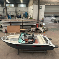 Bateau à console centrale en aluminium soudé AST 16 pieds pour 6 personnes avec moteur hors-bord, bateau catamaran en aluminium soudé avec auvent