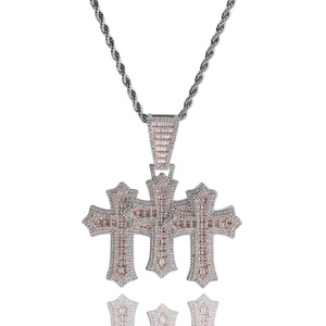 Gioielli più popolari 5A CZ con ciondoli a tripla croce in ottone ciondoli da Tennis collana a catena da donna regali cristiani religiosi - Product Image 5