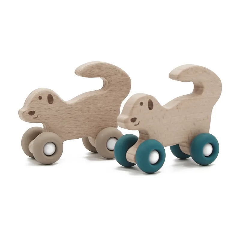 Wooden Car Wheel Teethers Top Selling Bpa Free Food Grade Silicone Car Toys silicone wooden wheel toys