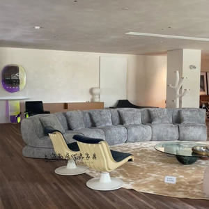 Sofá Moderno Minimalista en Forma de S, Tapizado en Color Camel, Relleno de Espuma, para Sala de Estar, Recepción de Hotel - Product Image 4