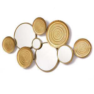 Decorazione Artistica da Parete Semplice e Moderna in Metallo 3D con Specchio Dorato, Decorazione Artistica in Ferro a Tema Natura per Casa e <span class=keywords><strong>Soggiorno</strong></span> - Product Image 2