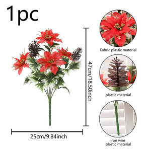 <span class=keywords><strong>Tige</strong></span> de baies rouges artificielles de haute qualité, décoration fruitée réaliste pour la table des fêtes, les mariages et les arrangements de fête - Product Image 4