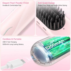 Brosse lissante portable à ions négatifs, chauffe instantanée MCH, alimentée par batterie, la plus récente tendance 2026 pour usage domestique - Product Image 2