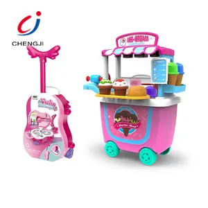 Розовый Туалетный столик в стиле принцессы, набор чемоданов для макияжа, косметические игрушки для девочек