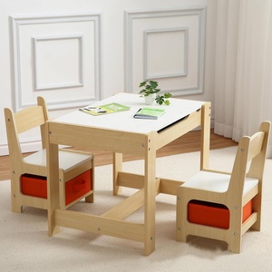 Tavolo per <span class=keywords><strong>bambini</strong></span> e sedia Set tavolo a doppio lato con scatola di immagazzinaggio in <span class=keywords><strong>legno</strong></span> per <span class=keywords><strong>bambini</strong></span> attività scrivania vivaio mobili - Product Image 3