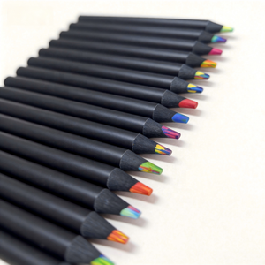 Crayons de couleur arc-en-ciel en bois noir de qualité supérieure, logo personnalisé, FSC, crayons de couleur professionnels pour artistes, fournitures scolaires - Product Image 4