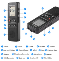 Prix de gros d'usine enregistreur vocal numérique portable professionnel son audio dictaphone microphone enregistreur vocal numérique