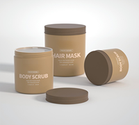 300ml 500ml 1000ml PP bouteilles rondes en plastique marron pour masque capillaire crème pour le visage gommage du corps avec couvercle à vis