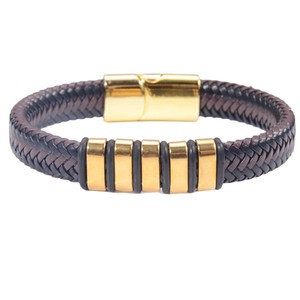 Men's Stainless Steel <b>Leather</b> <b>Bracelet</b> 7.5 8.5 9 Inches Magnetic Buckle Fashion Jewelry - Product Image 4