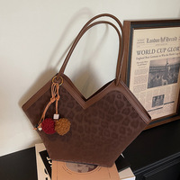 Sac fourre-tout grande capacité à imprimé léopard en PU avec bandoulière unique pour femme – Nouvelle collection 2026, tendance et décontracté