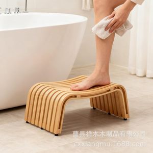 Modern <b>Bamboo</b> Step <b>Stool</b> Natural Wood Color Multifunctional Home Use - Product Image 2
