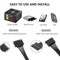 Cable divisor de alimentación SATA, cable de extensión de alimentación de disco duro de 15 pines SATA macho a 5 SATA hembra para HDD, SSD y unidades ópticas