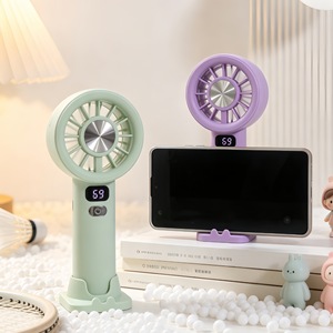LingPan Portable Handheld Fan With Stand 5-Speed Digital Display USB Rechargeable <b>Battery</b> <b>Operated</b> Desk Fan - Product Image 3