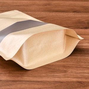Sachet Doypack en papier kraft brun refermable avec fermeture éclair, thermoscellable, pour aliments, avec fenêtre mate - Product Image 4