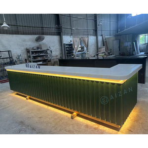 Đá cẩm thạch nhân tạo <span class=keywords><strong>Bar</strong></span> Countertop <span class=keywords><strong>Fancy</strong></span> màu xanh lá cây nhà hàng thủ quỹ truy cập bespoke quầy <span class=keywords><strong>bar</strong></span> thiết kế truy cập - Product Image 2