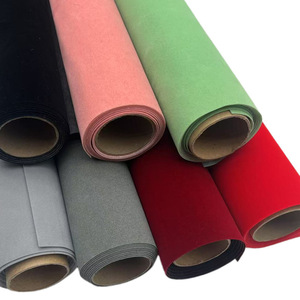 Stock negro franela tela adhesiva Pelo Largo rojo autoadhesivo flocado PU joyero tejido liso para textiles para el hogar - Product Image 5