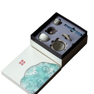Ensemble de tasse à thé et théière en céramique Dehua, argenté, portable, design minimaliste, emballage cadeau de voyage, camping en plein air - Product Image 5
