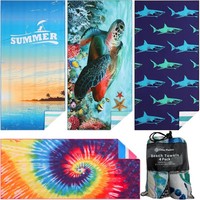 Serviette de plage en microfibre Cloudland, séchage rapide, anti-sable, avec poche, légère et portable pour les voyages, la piscine et les stations balnéaires