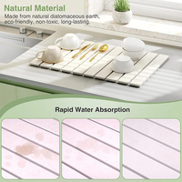 Tapis de séchage absorbant rapide en pierre de diatomée écologique et pliable pour comptoir de cuisine et vaisselle